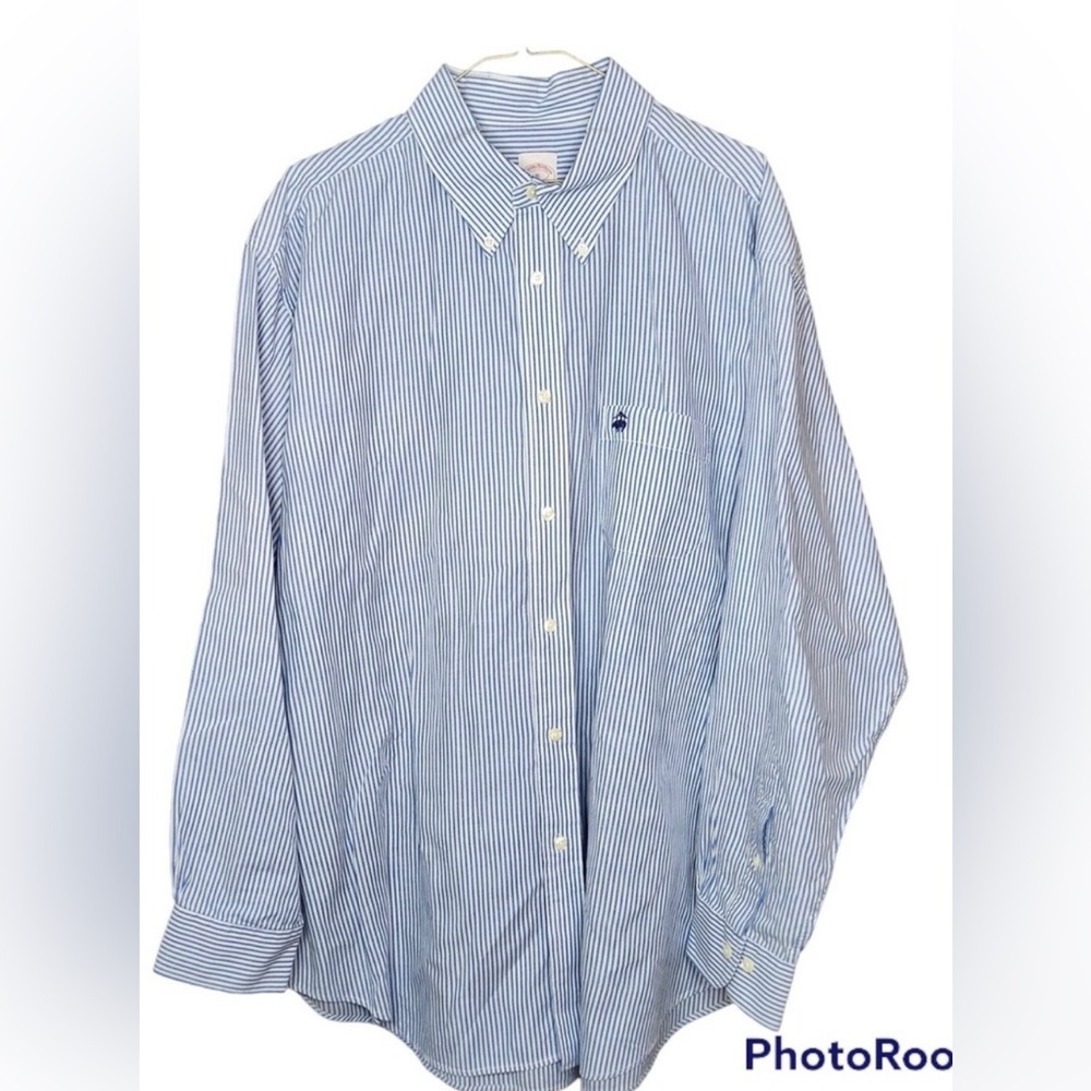 Brooks Brothers Blue and White Striped Button Down Shirt